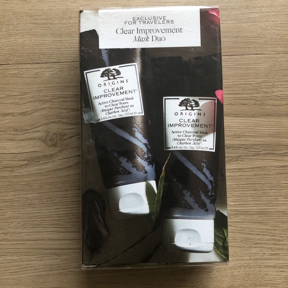 Origins Clear Improvement Active Charcoal Mask 2pc Set 100ml + 100ml New